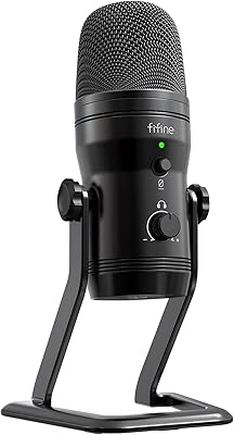 FIFINE USB Studio Recording Microphone Computer Podcast Mic for PC, PS4, Mac with Mute Button & Monitor Headphone Jack, Four Pickup Patterns for Vocals YouTube Streaming Gaming ASMR Zoom-Class (K690)