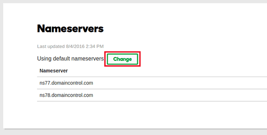 Change nameservers Change nameservers