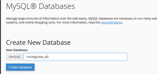 Create database Create database