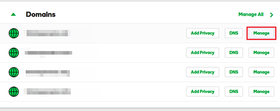Manage domain Manage domain