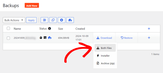 Download website backup files Download website backup files